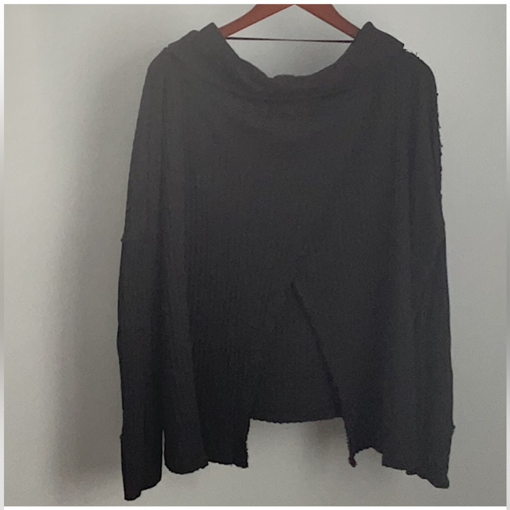 NWT Free People Juicy Long Sleeve Thermal Knit Shirt In Black Size Small - Picture 5 of 15